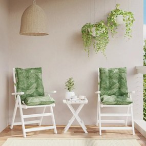Μαξιλάρια Καρέκλας Χαμηλή Πλάτη 2 τεμ. Σχέδιο με Φύλλα Ύφασμα - Πράσινο