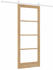 vidaXL Ολισθητή Πόρτα Χειροκίνητος Καφέ 86 x 211 cm Ξύλο και μέταλλο