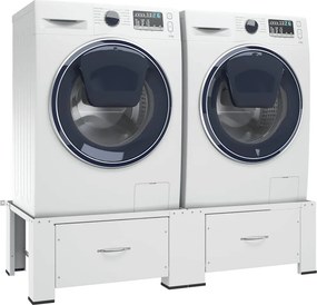 vidaXL Βάση Πλυντηρίου Ρούχων και Στεγνωτηρίου Διπλή με Συρτάρια Λευκή