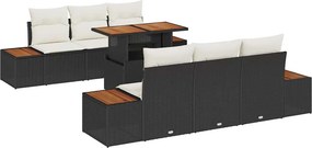vidaXL Σετ Καναπέ Κήπου με αποθήκευση 7 pcs Μαύρο Πολυ ράταν