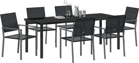 vidaXL Σέτ φαγητού για κήπο 7 pcs Μαύρο Ράτα PE