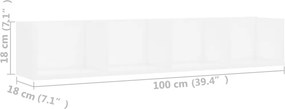 vidaXL Ράφι Τοίχου για CD Λευκό 100 x 18 x 18 εκ. από Επεξ. Ξύλο
