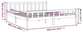 Πλαίσιο Κρεβατιού Λευκό 160 x 200 εκ. από Μασίφ Ξύλο - Λευκό