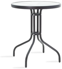 Τραπέζι Watson pakoworld μέταλλο μαύρο-γυαλί Φ60x70εκ (1 τεμάχια)
