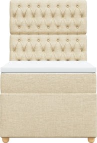 vidaXL Κρεβάτι Boxspring με Στρώμα Κρεμ 90x200 εκ.Υφασμάτινο