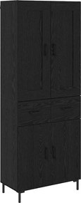vidaXL Highboard με συρτάρι 2 pcs Μαύρη Οξυά Επεξεργασμένο ξύλο