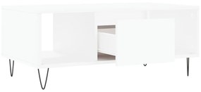 Τραπεζάκι Σαλονιού Λευκό 90 x 50 x 36,5 εκ. Επεξεργασμένο Ξύλο - Λευκό