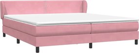vidaXL Box Spring κρεβάτι με στρώματα ροζ 180x210 cm Βελούδινο