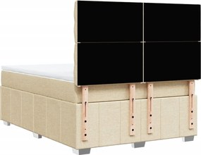 vidaXL Κρεβάτι Boxspring με Στρώμα Κρεμ 140x190 εκ. Υφασμάτινο