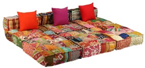 vidaXL Κάθισμα - Πουφ Τριθέσιο Αρθρωτό Patchwork Υφασμάτινο