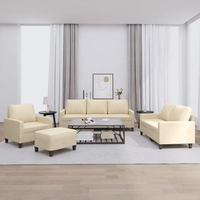 vidaXL Πολυθρόνες Σετ 4 Τεμαχίων Κρεμ από Ύφασμα με Μαξιλάρια