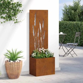 vidaXL Γλάστρα Κήπου με Διακοσμητική Πάνελ Σκ rusty 50 x 140 cm