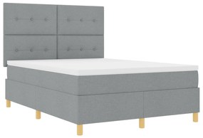 vidaXL Κρεβάτι με Βάση και Στρώμα Ανοιχτό Γκρι 140x200 εκ Ύφασμα
