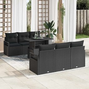 vidaXL Σετ Καναπέ Κήπου με μαξιλάρι 7 pcs Μαύρο 100 x 55 x 73 εκ