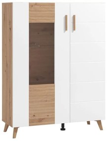 Βιτρίνα Bretagna 2K VS1 Artisan Oak - Λευκό Γυαλιστερό 96x35x125,5 εκ. 96x35x125.5 εκ.