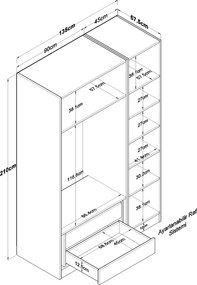 Ντουλάπα Λευκό BRAOTOR 135x57.5x210