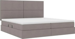 vidaXL LED Κρεβάτι αποθήκευσης με στρώμα Taupe 200 x 200 cm Ύφασμα