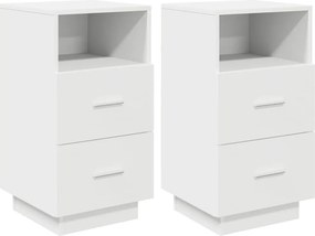vidaXL Κομοδίνα 2 τμχ με 2 συρτάρια Λευκό 36x36x68 cm