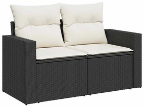 vidaXL Σετ Καναπέ Κήπου Ρυθμιζόμενο ύψος 9 pcs Μαύρο συνθετικό ρατάν
