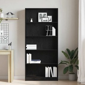 VidaXL Βιβλιοθήκη Μαύρη Δρυς 80x24x176 εκ. από Επεξεργασμένο Ξύλο