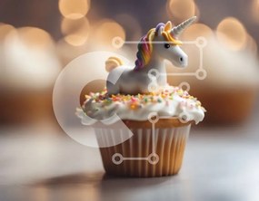 Intra Συλλεκτικό Ξύλινο Παζλ Plywood  4mm - Μονόκερος Cupcake με Πασπαλίσματα και γλάσο Σε Ξύλινο Κουτί - Διαστάσεις: 10x10 cm – 25 κομμάτια