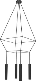 Κρεμαστό Πολύφωτο με Σποτ Rose Square 25cm Μαύρο Ματ
