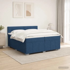 vidaXL Κρεβάτι box spring με στρώμα Μπλε 200 x 200 cm Ύφασμα