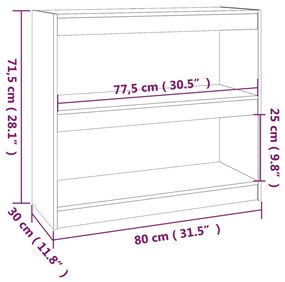 ΒΙΒΛΙΟΘΗΚΗ/ΔΙΑΧΩΡΙΣΤΙΚΟ ΧΩΡΟΥ ΓΚΡΙ 80X30X71,5 ΕΚ. ΜΑΣΙΦ ΠΕΥΚΟ 808185