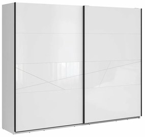 Ντουλάπα Boston CE124, Άσπρο, Γυαλιστερό λευκό, 218.5x270x58cm, Πόρτες ντουλάπας: Με μεντεσέδες