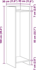 vidaXL Βάση φυτών Λευκός 30 x 30 x 100 εκ Μηχανικά επεξεργασμένο ξύλο