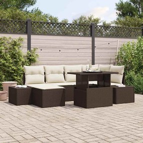 vidaXL Σετ Καναπέ Κήπου με αποθήκευση 7 pcs Καφέ Πολυ ράταν