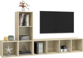 vidaXL Έπιπλο Τηλεόρασης 3 Τεμαχίων Sonoma Δρυς από Μοριοσανίδα