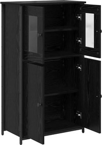 vidaXL Highboard Μαύρη Οξυά 62 x 32 x 106,5 εκ Επεξεργασμένο ξύλο
