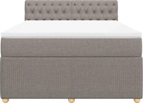 vidaXL Κρεβάτι Boxspring με Στρώμα Taupe 140x190 εκ. Υφασμάτινο