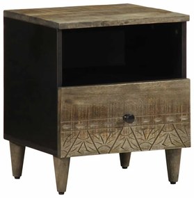 κομοδίνο ντουλάπι ανοιχτό γκρι 40x33x46 cm μασίφ ξύλο Mango - Γκρι