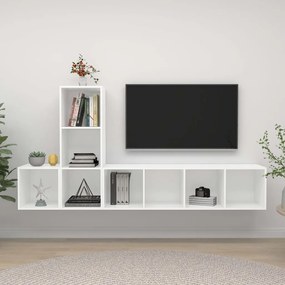 vidaXL Έπιπλο Τηλεόρασης 3 Τεμαχίων Λευκό από Μοριοσανίδα