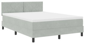 vidaXL Κρεβάτι με Στρώμα Light Grey 140x190 εκ Βελούδο