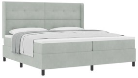 vidaXL κρεβάτι Box Spring με στρώμα  Ανοιχτό γκρι 200x200 εκ. Βελούδο