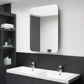 Καθρέφτης Μπάνιου με Ντουλάπι &amp; LED Λαμπερό Μαύρο 60x11x80 εκ. - Μαύρο