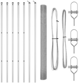 vidaXL Welded Wire Fence με 7 Πόλους 1.6x10 μ Γαλβανισμένος Χάλυβας