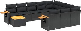 vidaXL Patio Sofa Set 11-θέσια Black