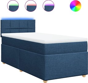 vidaXL Κρεβάτι Boxspring με Στρώμα Μπλε 80x200 εκ. Υφασμάτινο
