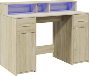 vidaXL Γραφείο με LED Sonoma δρυς 120x55x91 εκ. Επεξεργ. Ξύλο