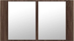 vidaXL Ντουλάπι Μπάνιου Καθρέφτη/Φως LED Καφέ Δρυς 80x12x45εκ Ακρυλικό
