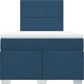 vidaXL Κρεβάτι Boxspring με Στρώμα Μπλε 120x190 εκ. Υφασμάτινο