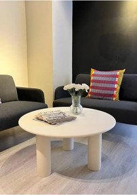 Stewehome Τραπέζι σαλονιού από MDF μοντέρνο στρογγυλό Κρεμ 80x80 cm