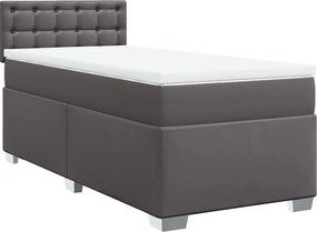 vidaXL Κρεβάτι Boxspring με Στρώμα Γκρι 100x200εκ. από Συνθετικό Δέρμα
