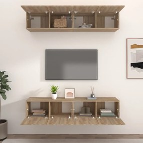 vidaXL Έπιπλα Τηλεόρασης 4 τεμ. Sonoma Δρυς 80x30x30 εκ. Επεξ. Ξύλο