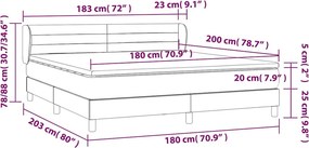 vidaXL Κρεβάτι Boxspring με Στρώμα Μαύρο 180x200 εκ. Βελούδινο