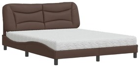 vidaXL Κρεβάτι με Στρώμα Καφέ 160x200εκ. από Συνθετικό Δέρμα